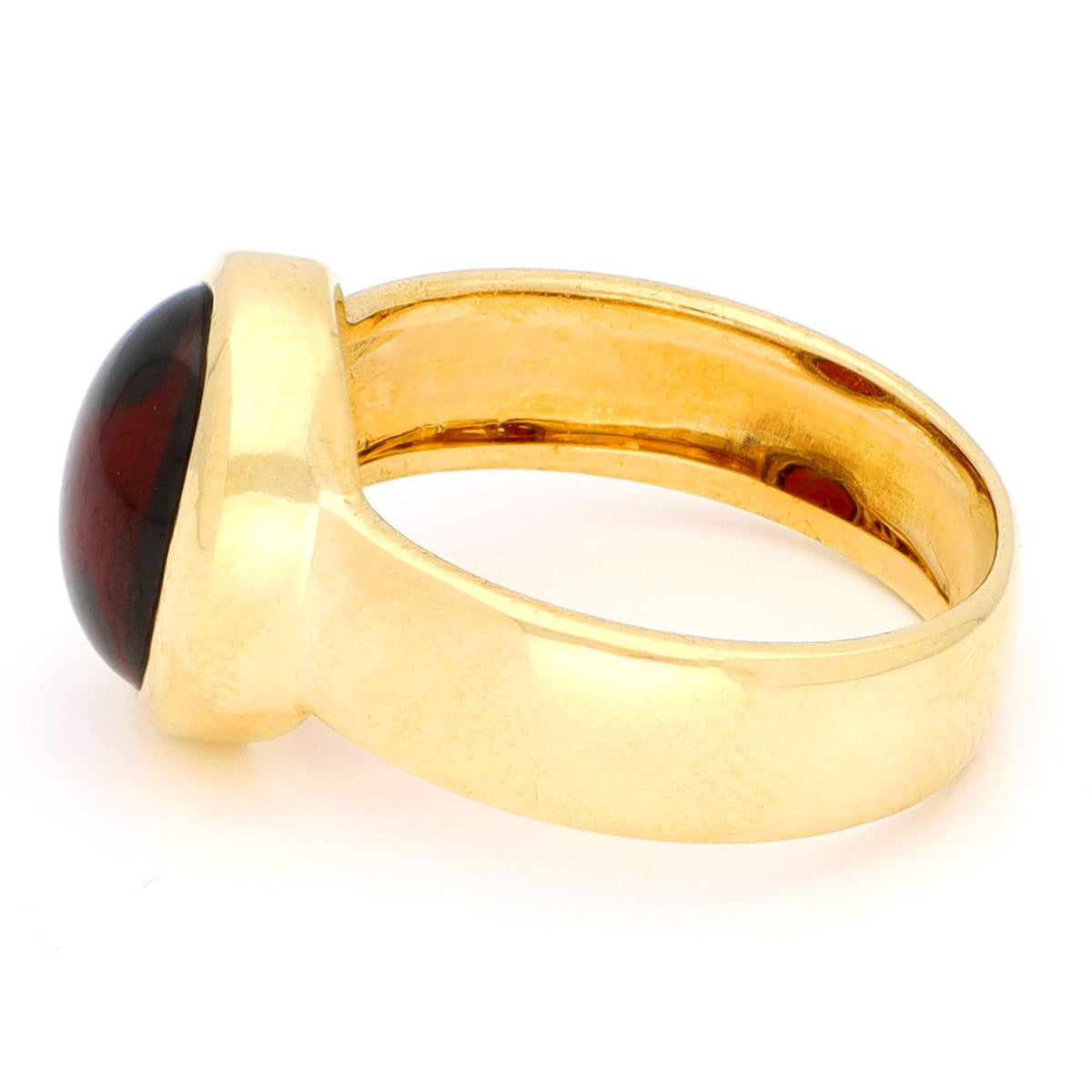 Vintage 18 Carat Yellow Gold Garnet Solitaire Ring, 4.00 Carats