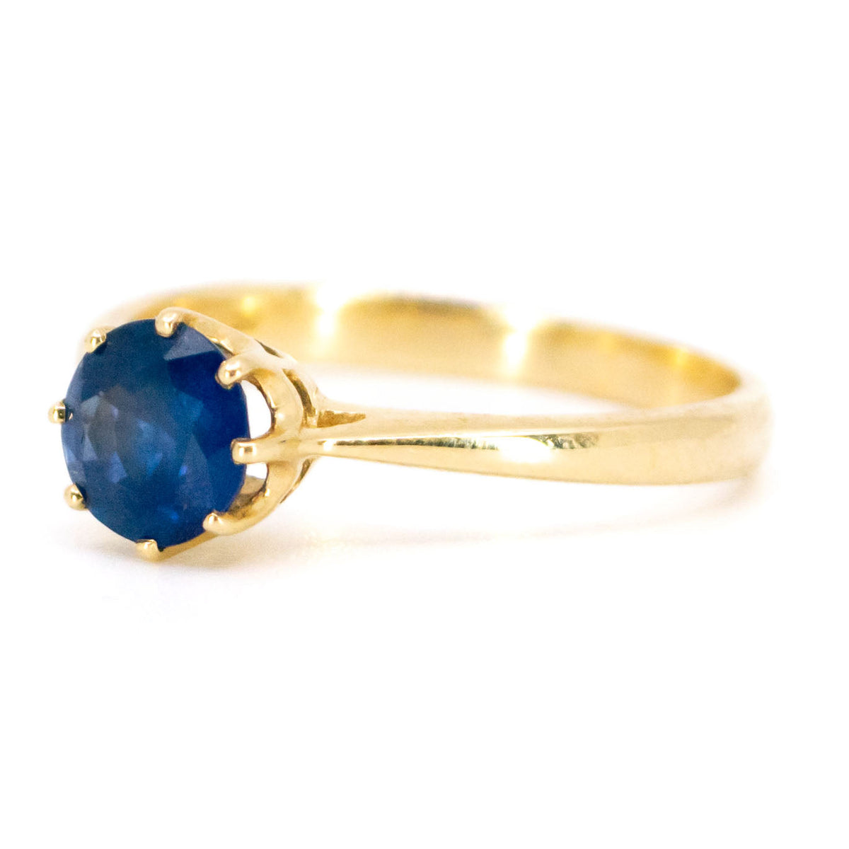 New 9 Carat Yellow Gold Sapphire Solitaire Ring, 0.75 Carat