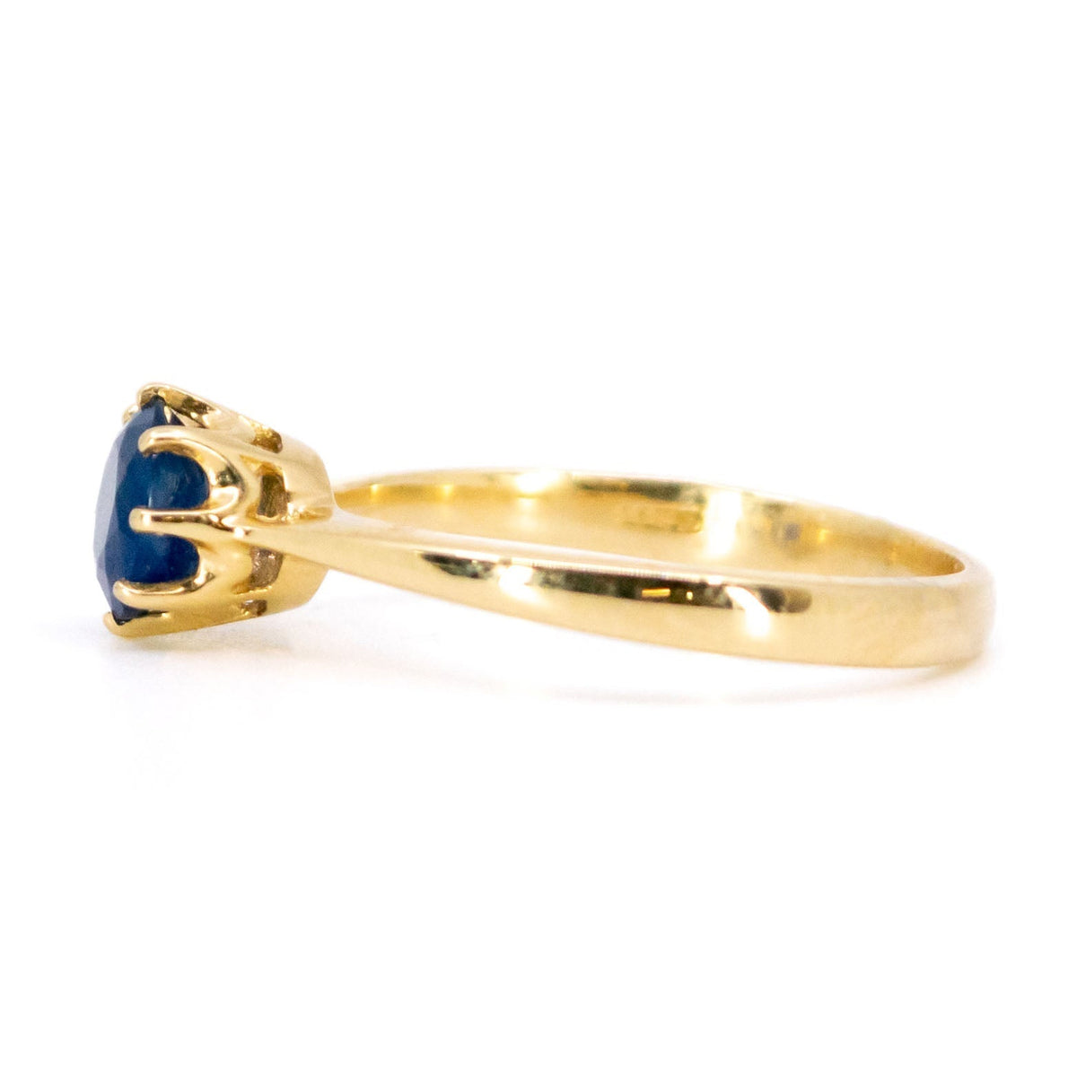 New 9 Carat Yellow Gold Sapphire Solitaire Ring, 0.75 Carat