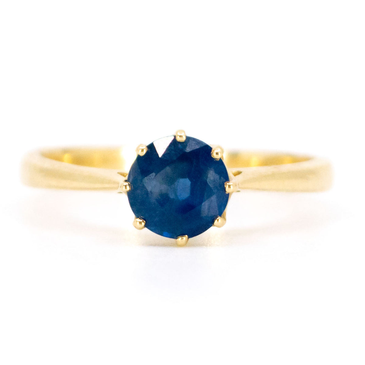 New 9 Carat Yellow Gold Sapphire Solitaire Ring, 0.75 Carat