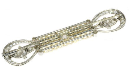 Antique Art Deco Platinum Diamond and Pearl Brooch