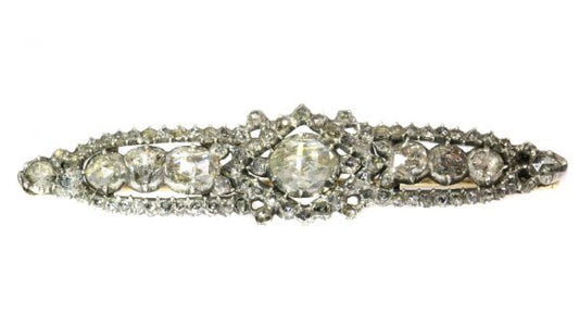 Antique Victorian Rose Cut Diamond Bar Brooch