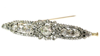Antique Victorian Rose Cut Diamond Bar Brooch