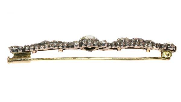 Antique Victorian Rose Cut Diamond Bar Brooch