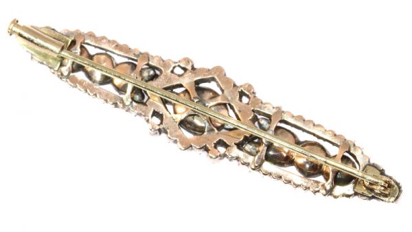 Antique Victorian Rose Cut Diamond Bar Brooch