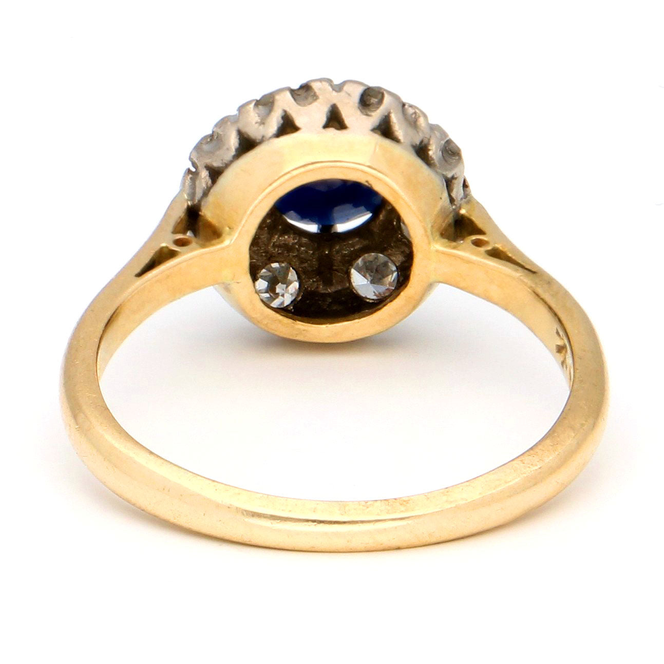 Antique Diamond and Sapphire Cluster Engagement Ring in 18ct Yellow Gold