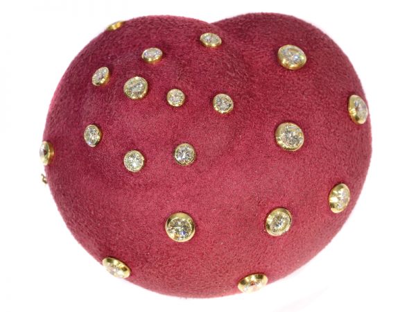 Iconic Vintage Christian Dior Suede Covered Diamond Set Brooch and Earrings Suite, 6.74ct