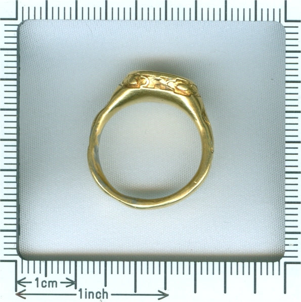 Antique Renaissance Brotherhood Coat of Arms Ring, 18ct Gold