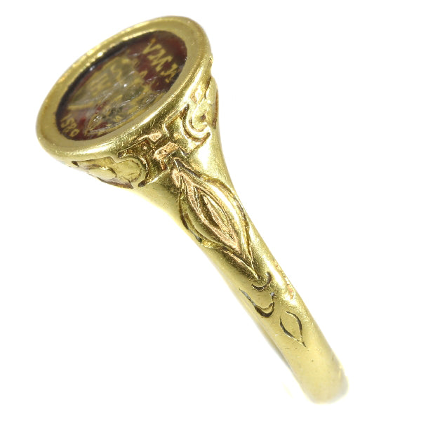 Antique Renaissance Brotherhood Coat of Arms Ring, 18ct Gold