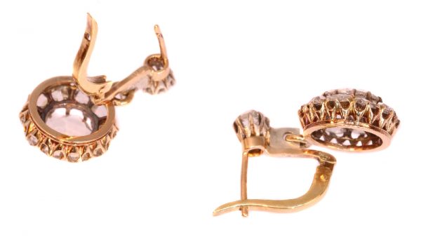 Antique Art Nouveau Large Rose Cut Diamond Earrings