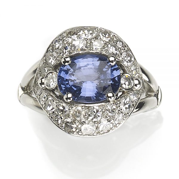 2.57ct Fancy Sapphire and Diamond Cluster Ring