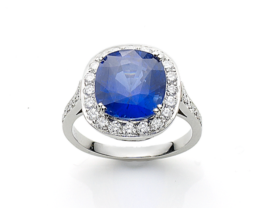 Sapphire and Diamond Cluster Ring, 6.71 carats