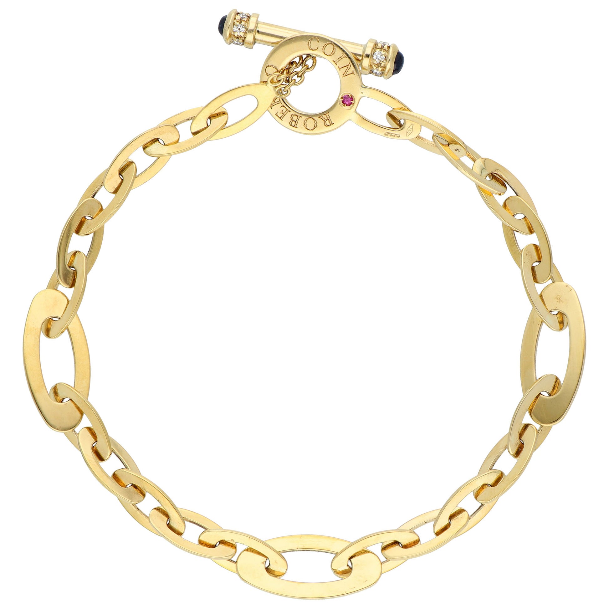 Diamond Ruby And Sapphire 18 Carat Gold Fancy Link Bracelet