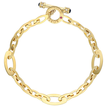 Diamond Ruby And Sapphire 18 Carat Gold Fancy Link Bracelet