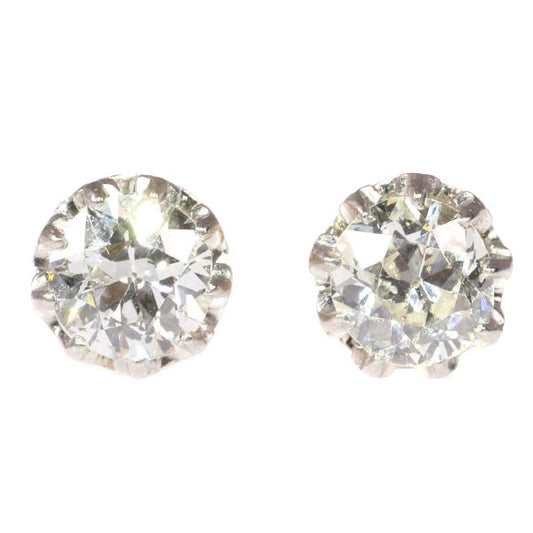 Antique Art Deco Brilliant Cut Diamond Ear Studs