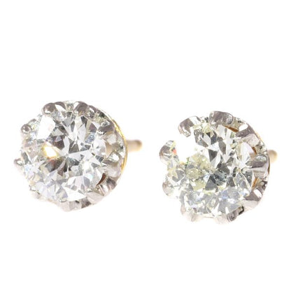 Antique Art Deco Brilliant Cut Diamond Ear Studs