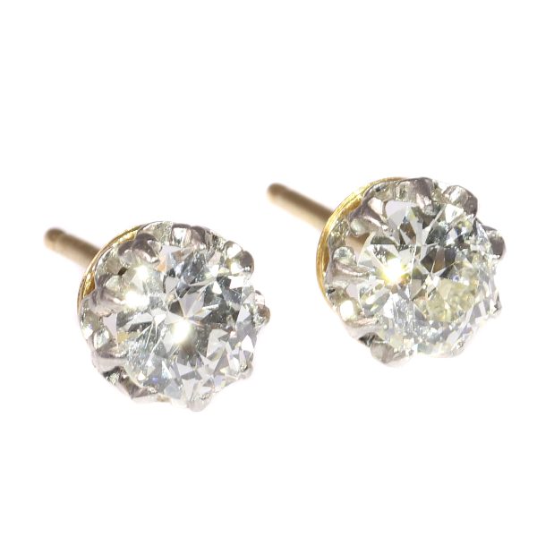 Antique Art Deco Brilliant Cut Diamond Ear Studs