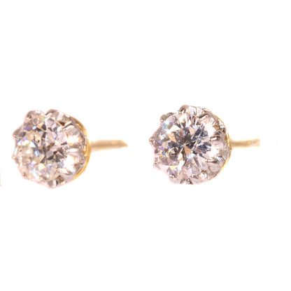 Antique Art Deco Brilliant Cut Diamond Ear Studs