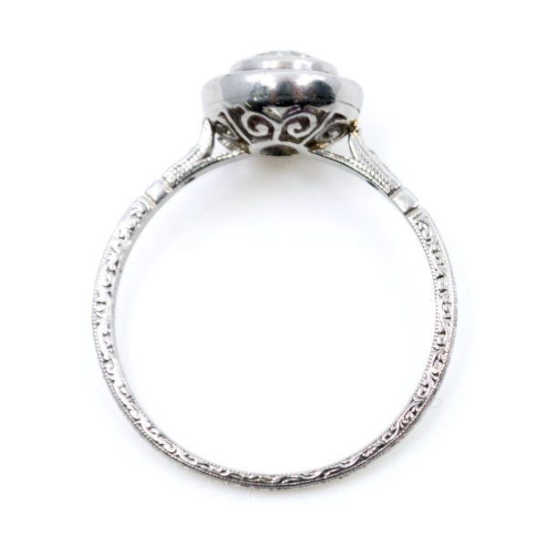 Vintage Old European Cut Diamond and French Cut Ruby Halo Ring