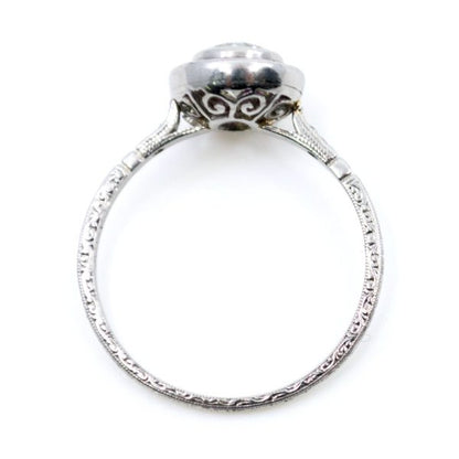 Vintage Old European Cut Diamond and French Cut Ruby Halo Ring