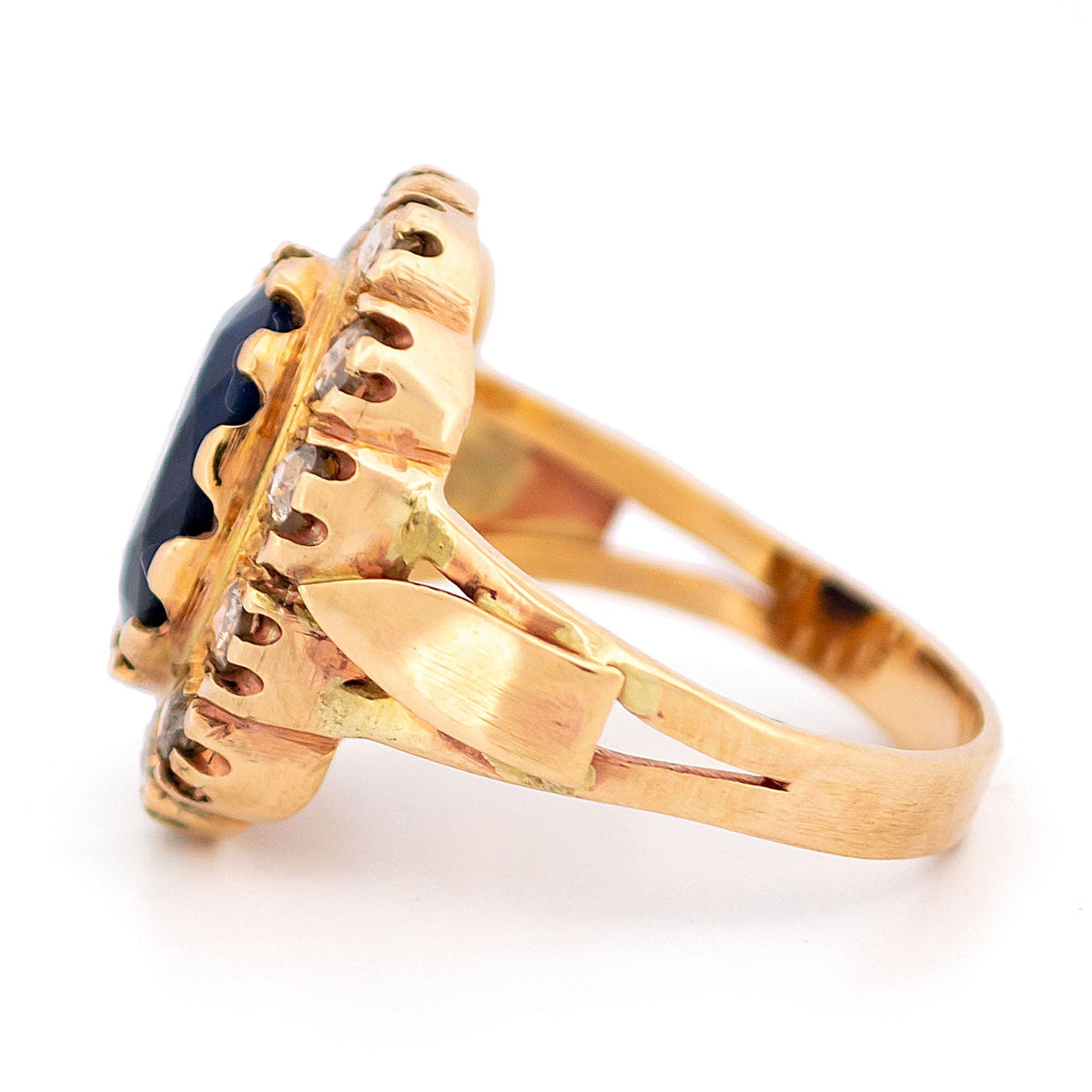 New 9 Carat Yellow Gold Sapphire and Diamond Oval Cluster Ring