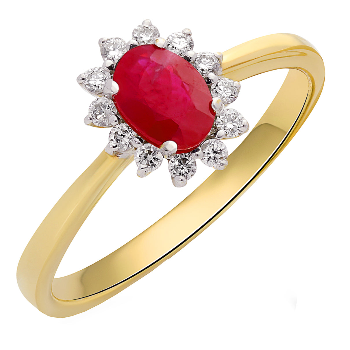 Diamond Ruby 14 Carat Gold Cluster Ring