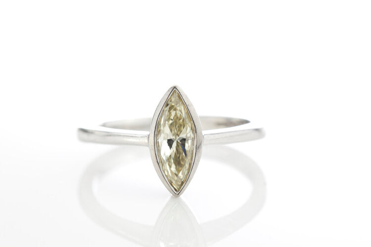 0.81ct Marquise Cut Diamond Solitaire Engagement Ring; single stone diamond ring set with a marquise brilliant diamond, 0.81 carats, in platinum, with GIA certificate.