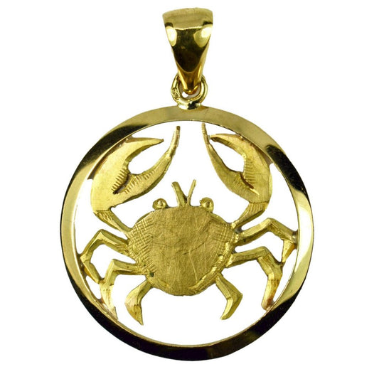French 18ct Yellow Gold Zodiac Cancer Crab Pendant; designed as the Zodiac sign of Cancer depicting a crab. Stamped with the eagles head for French manufacture and 18ct gold