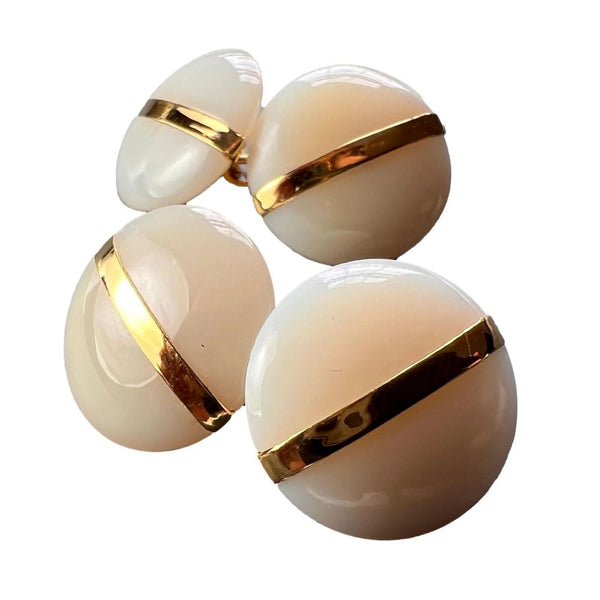 French White Agate and 18ct Yellow Gold Stripe Cufflinks