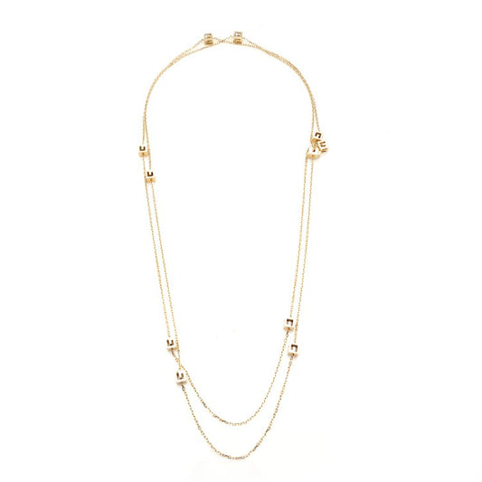 Gucci 18ct Yellow Gold Long Chain Necklace with G Logo Cubes