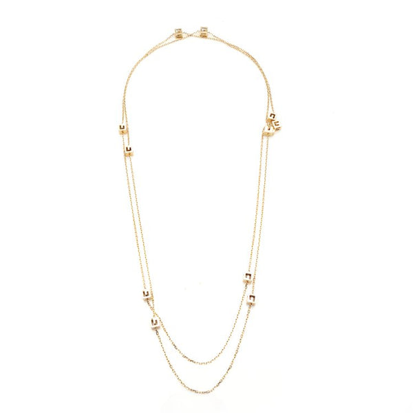 Gucci 18ct Yellow Gold Long Chain Necklace with G Logo Cubes