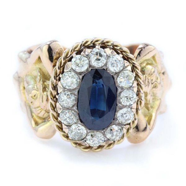 Antique Sapphire and Diamond Cluster Dress Ring
