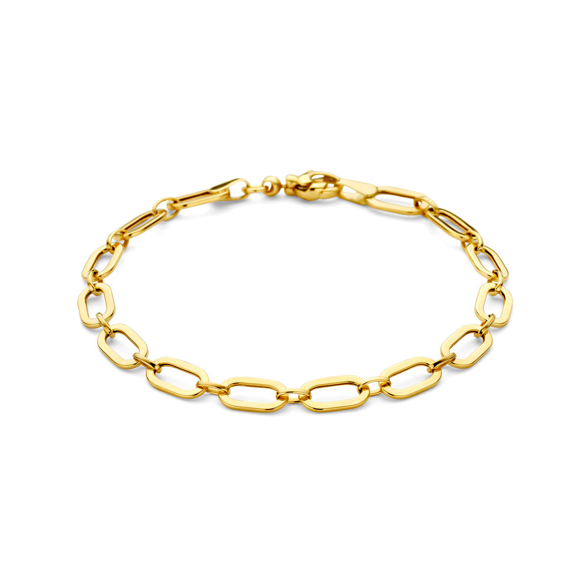 New 9 Carat Yellow Gold Paper Clip Link Bracelet