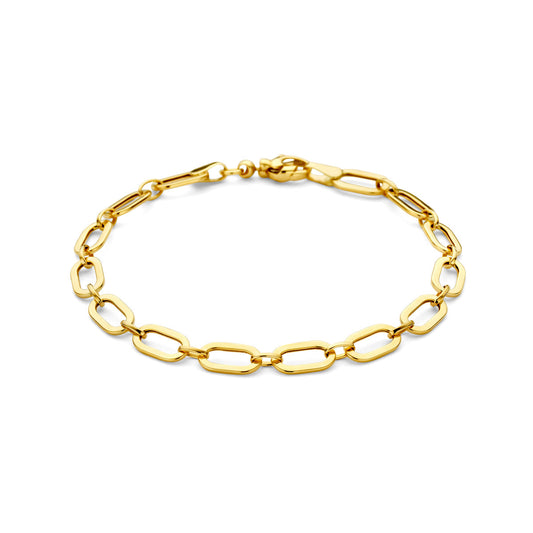 New 9 Carat Yellow Gold Paper Clip Link Bracelet