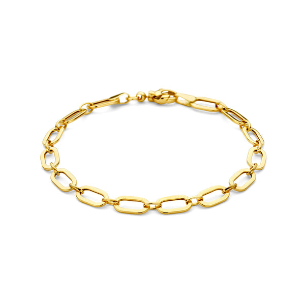 New 9 Carat Yellow Gold Paper Clip Link Bracelet