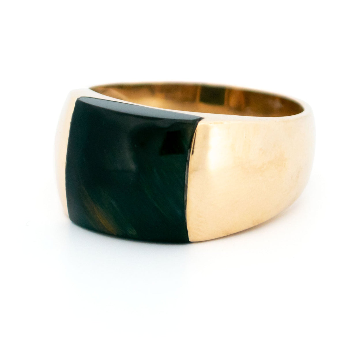Vintage 9 Carat Yellow Gold Hawk's Eye Quartz Band Ring