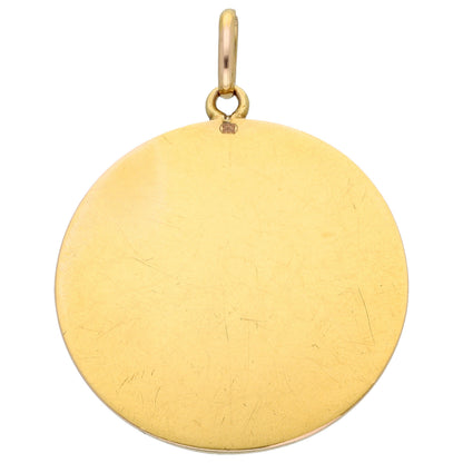 Art Nouveau Style 18 Carat Yellow Gold Ruby and Diamond Female Portrait Pendant