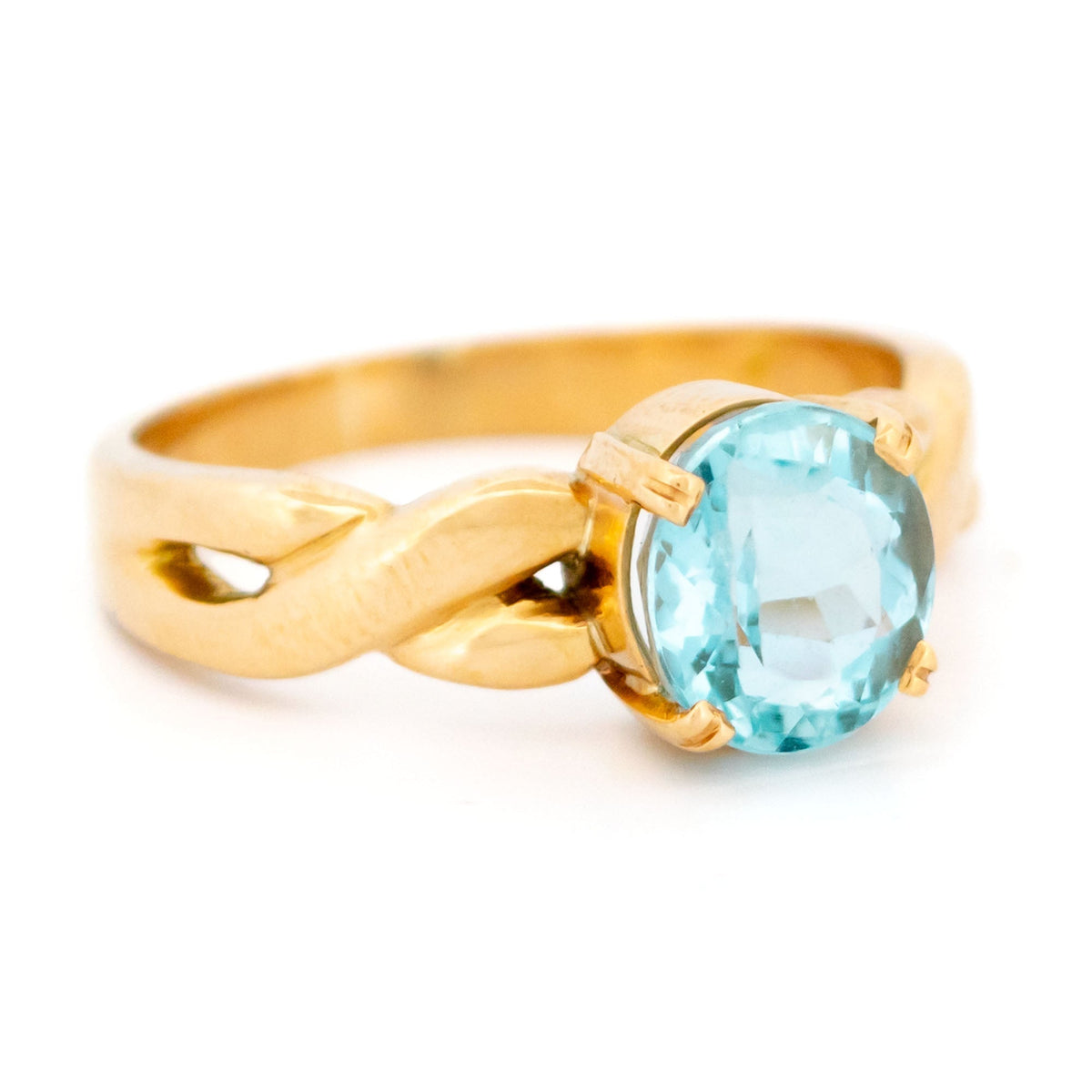 18 Carat Yellow Gold Aquamarine Solitaire Ring, 1.50 Carats