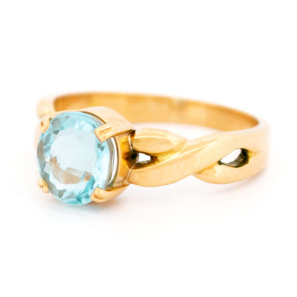 18 Carat Yellow Gold Aquamarine Solitaire Ring, 1.50 Carats