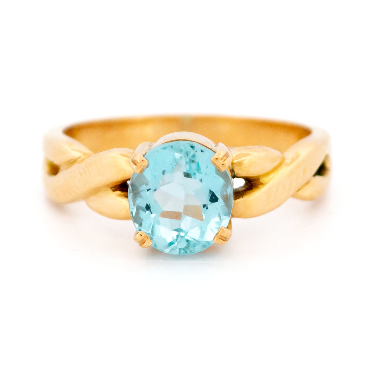 18 Carat Yellow Gold Aquamarine Solitaire Ring, 1.50 Carats