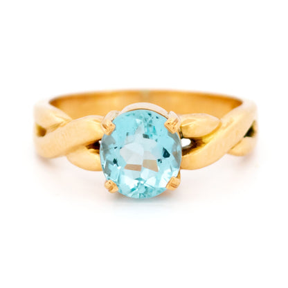 18 Carat Yellow Gold Aquamarine Solitaire Ring, 1.50 Carats