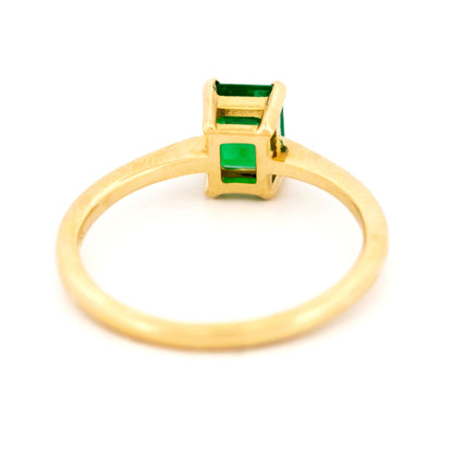 New 14 Carat Yellow Gold Emerald Solitaire Ring, 1.00 Carat