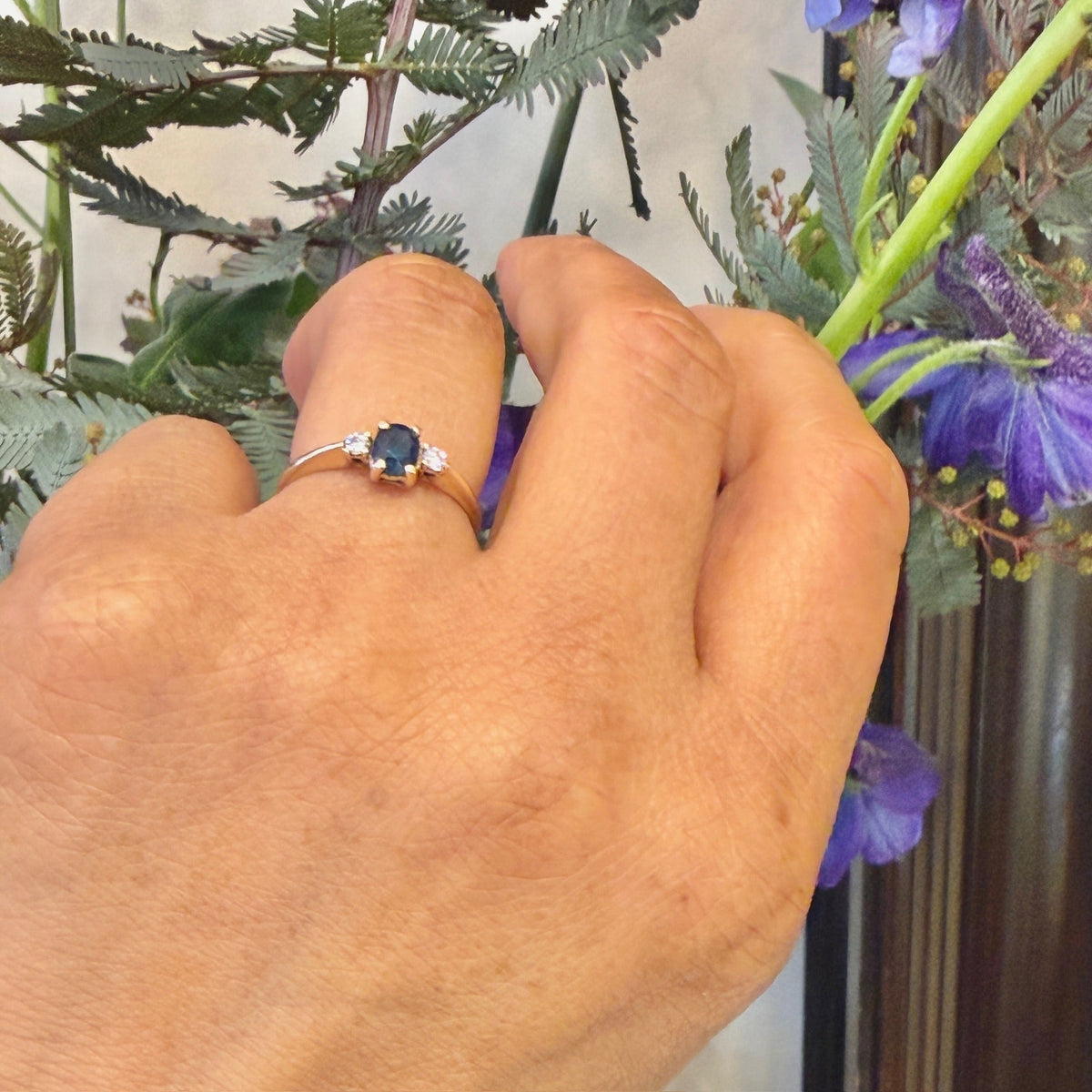 Diamond Sapphire 14ct Trilogy Engagement Ring