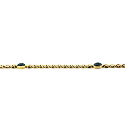 Vintage 14 Carat Yellow Gold Cabochon-Cut Sapphire Station Bracelet, 1.95 Carats