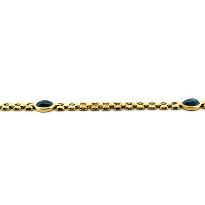 Vintage 14 Carat Yellow Gold Cabochon-Cut Sapphire Station Bracelet, 1.95 Carats