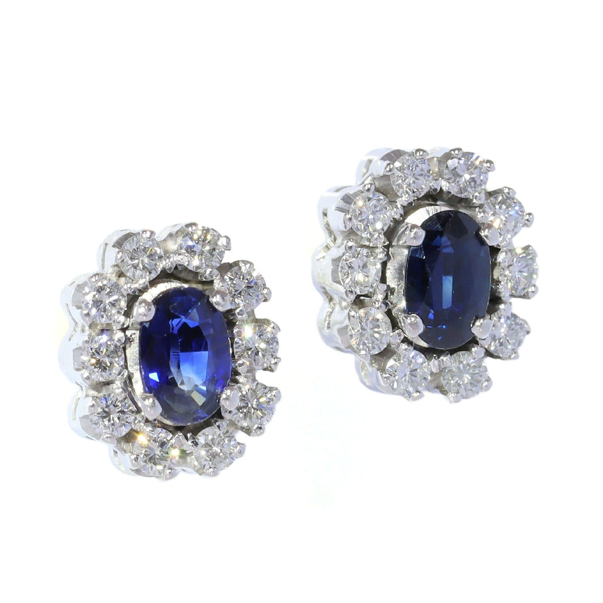 Diamond Sapphire 18k Cluster Earrings 18629-9600
