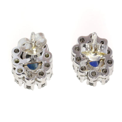 Diamond Sapphire 18k Cluster Earrings 18629-9600