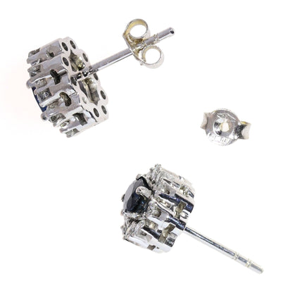 Diamond Sapphire 18k Cluster Earrings 18629-9600