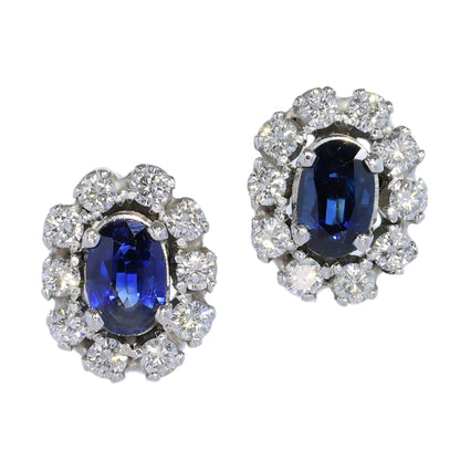 Diamond Sapphire 18ct Cluster Earrings 