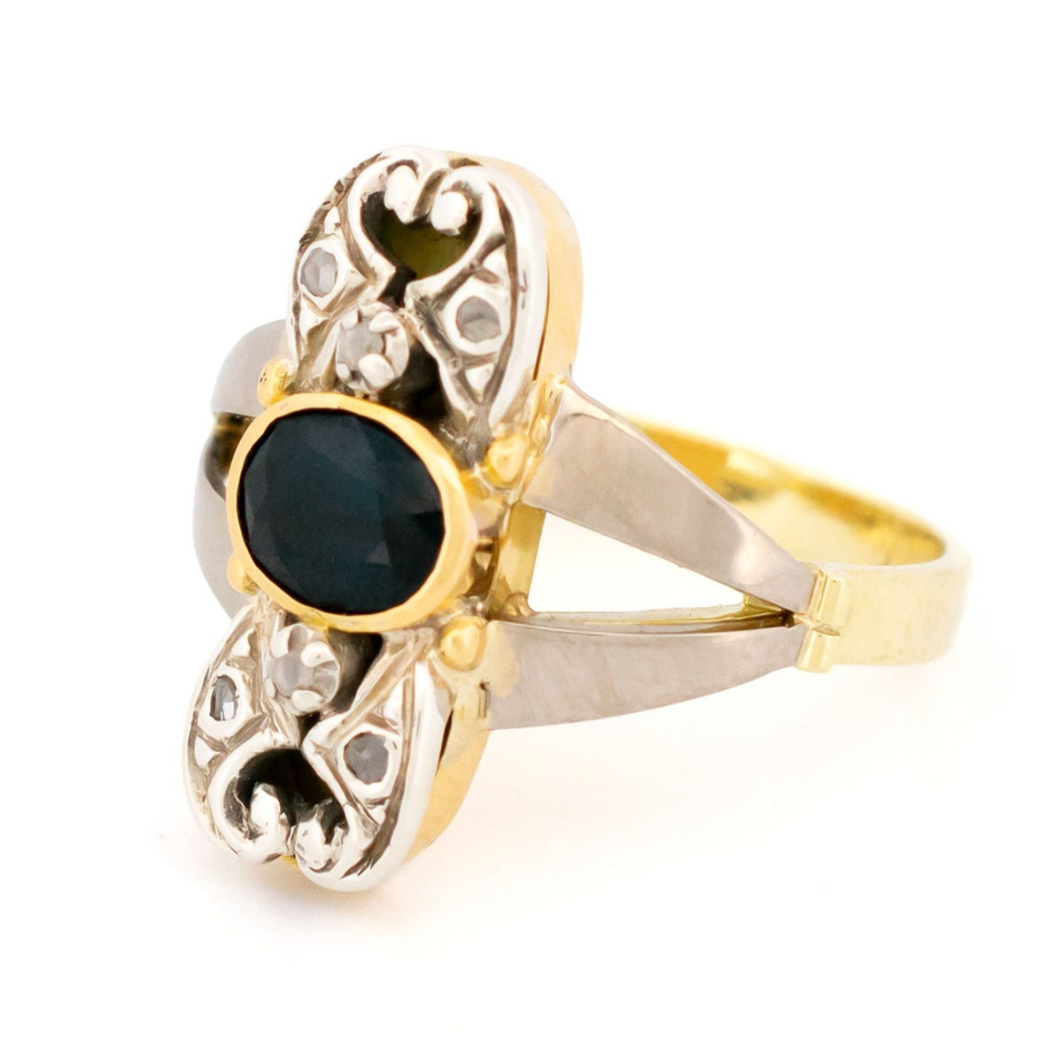 Diamond Sapphire 14k 925' Silver Ring 18748-9625